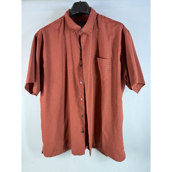 Van Heusen Short Sleeve Button Up Shirt, Burnt Orange, Men's Size XXL - Picture 1 of 12